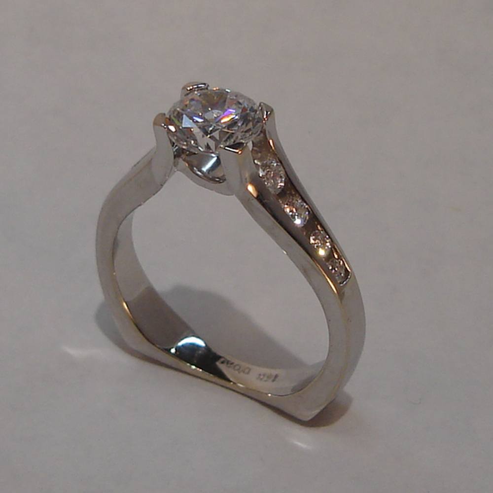 14k White Gold Prong and Channel Set Diamond Aspen Ring
