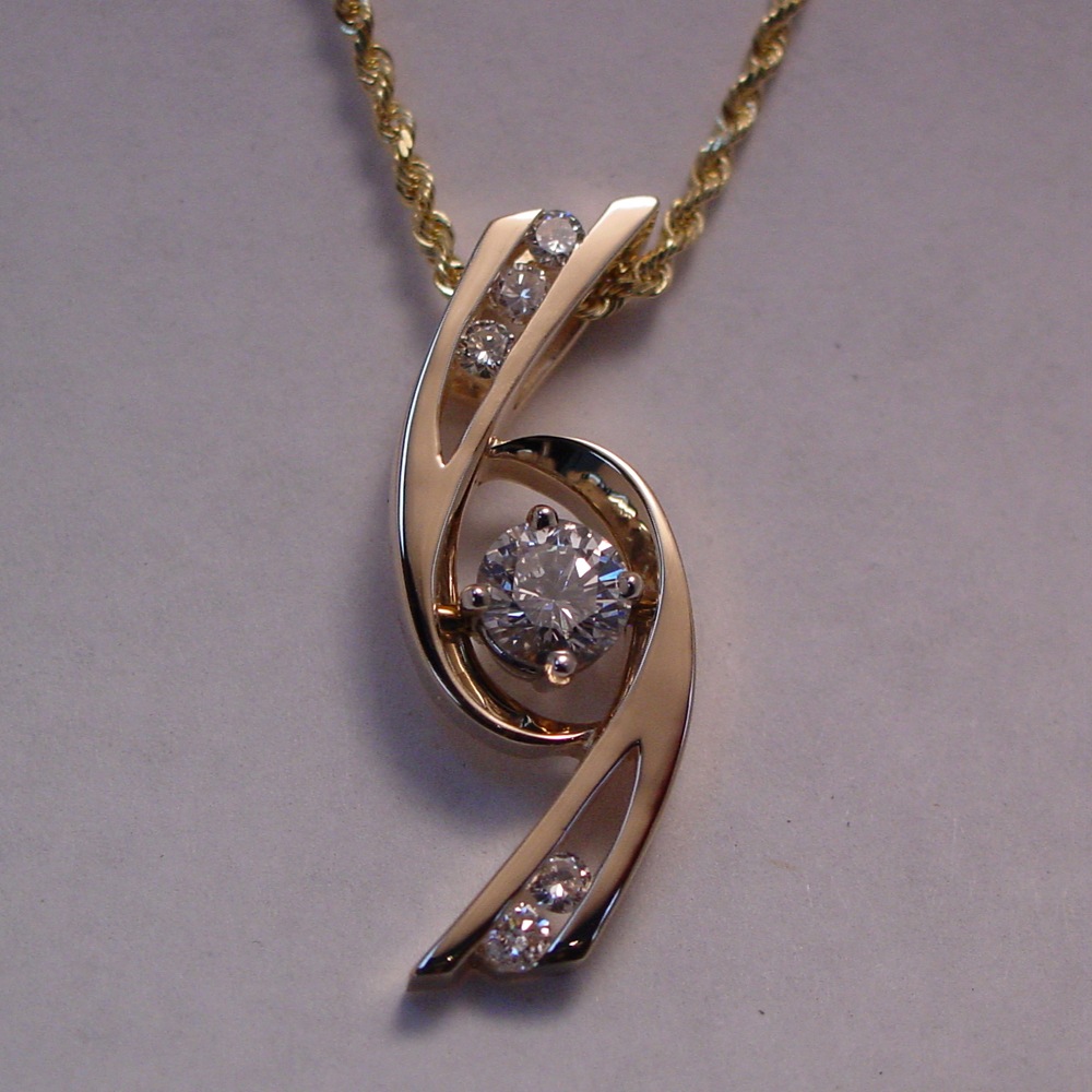 14k White Gold Diamond Tornado Pendant