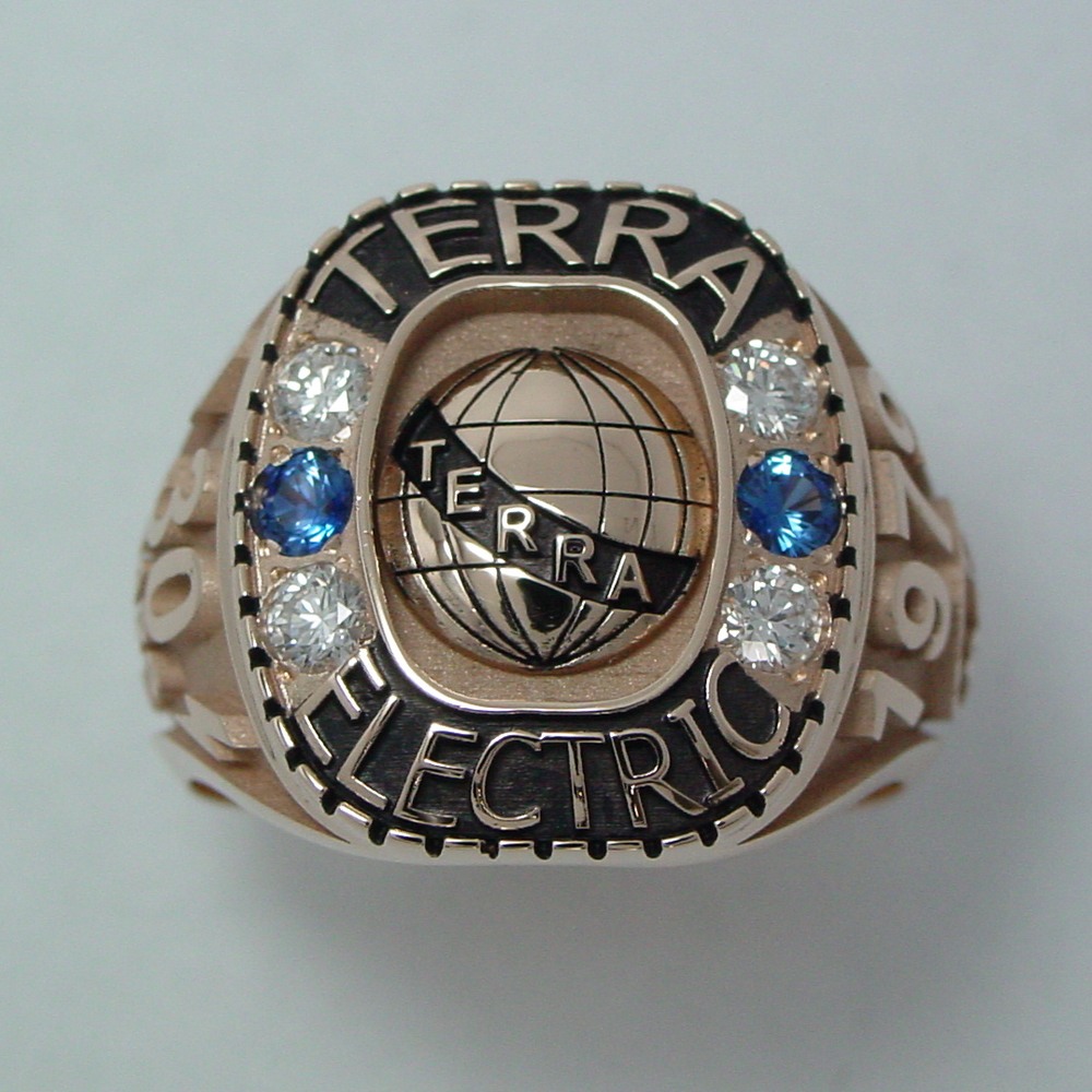 14k Yellow Gold Diamond and Sapphire Custom Corporation Rings