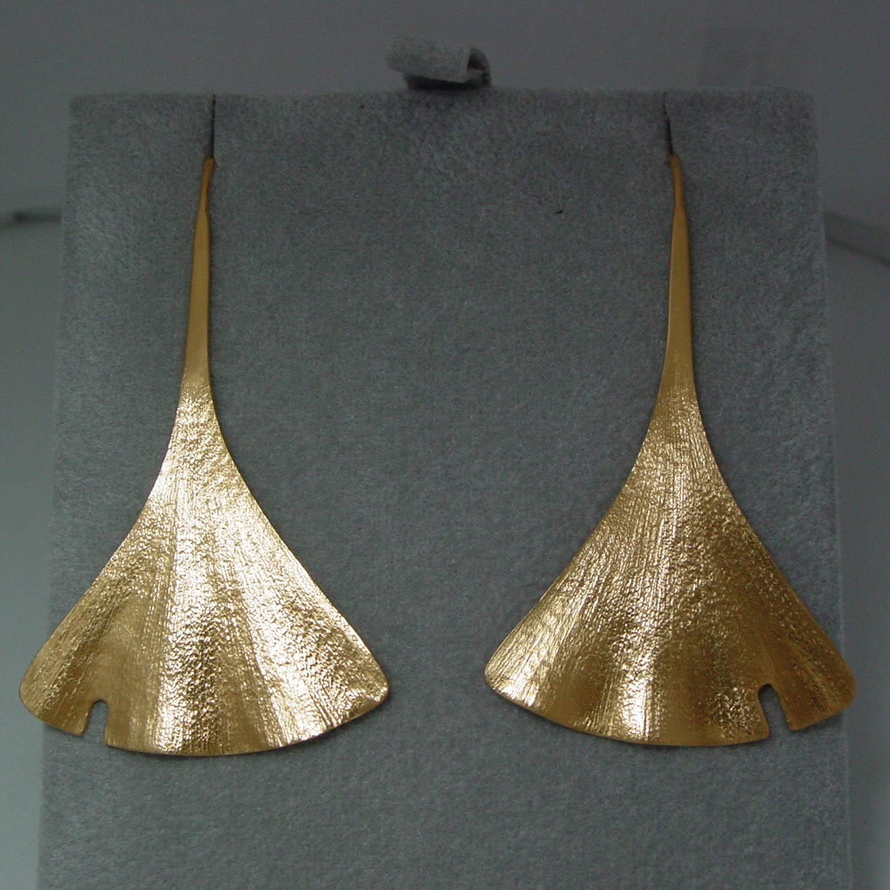 14k Yellow Gold Ginko Leaf Earrings
