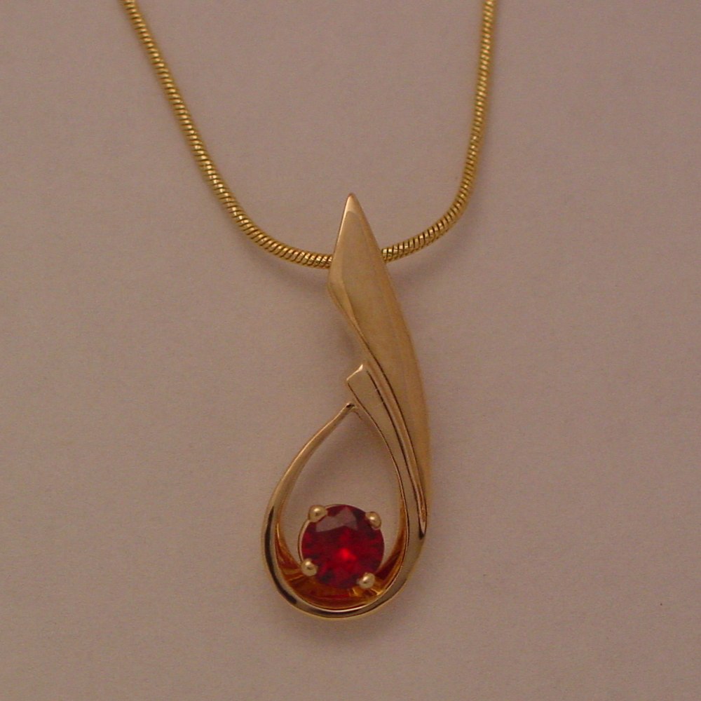 14k Yellow Gold Natural Ruby Pendant