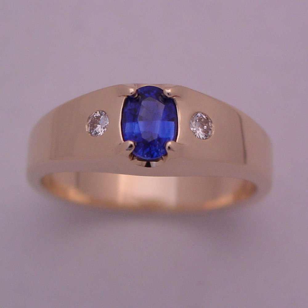 14k Yellow Gold Sapphire and Diamond Ring
